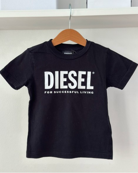 Triko dětské Diesel černé s bílým nápisem 